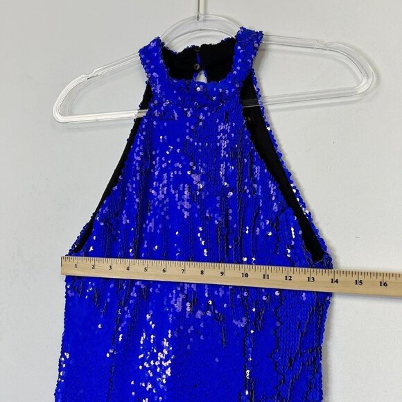 Zara Sequin Midi Maxi Dress Womens Size Small S Blue Sparkly Bodycon Evening - Picture 6 of 15